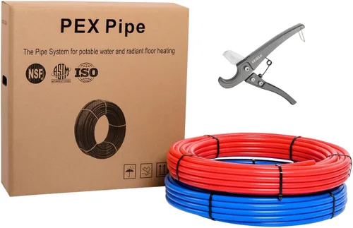 EFIELD Tubo Pex-b de 1/2 pulgada y 2 x 50 pies, certificado NSF para agua potable, agua caliente/fría, azul y rojo de 100 pies de longitud para