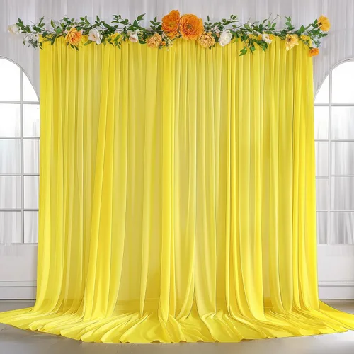 Miniatura 61 de Cortinas de fondo azul bebé de 10 pies x 10 pies, tela de gasa chiffon transparente sin arrugas, tela de fondo fotográfico drapeada para arco