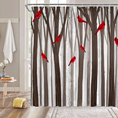 Miniatura 7 de Cortina de ducha pequeña, árbol, pájaro, ciervo, bosque, cabaña de árbol, vida silvestre, naturaleza, escénico, rústico, invierno, vacaciones