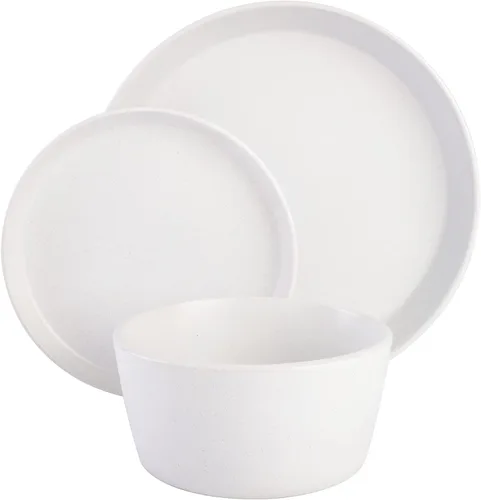 Miniatura 2 de Gibson Soho Lounge Sofia Coupe - Juego de vajilla de cerámica, servicio para 4 personas (12 unidades), color blanco con motas