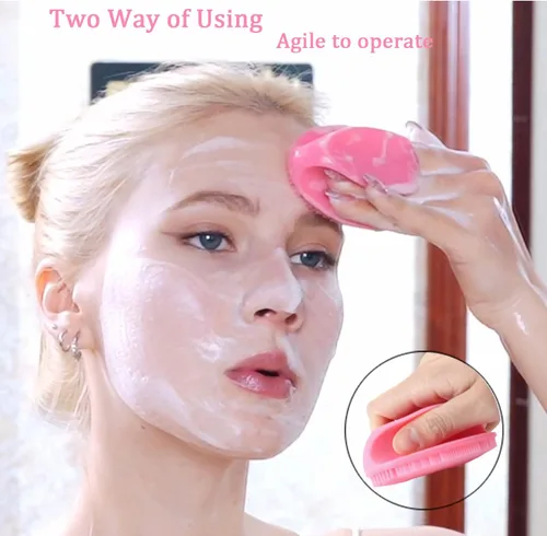 Miniatura 5 de REVEX Limpiador facial, 2 cepillos de silicona para exfoliantes faciales, cepillo de limpieza facial manual para pieles sensibles (rosa + morado)