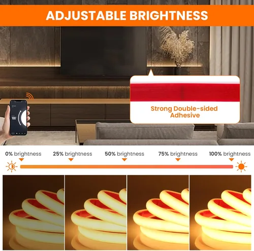 Miniatura 5 de KISUFU Tira de luces LED de neón COB de 12 V, IP68, impermeable, flexible, regulable, para el hogar, cocina, sala de estar, decoración de bricolaje