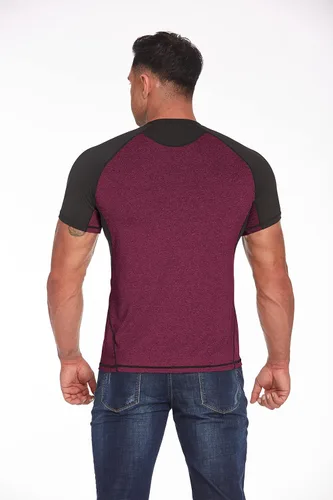 Miniatura 6 de COOrun Camisetas deportivas para hombre de manga raglán corta que absorbe la humedad suelta gimnasio entrenamiento Tops de secado rápido camisetas