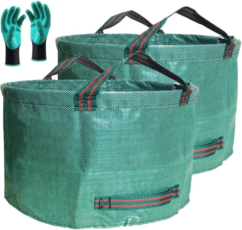 Paquete de 2 bolsas profesionales grandes de 63 galones para césped y jardín, bolsas de basura grandes (31 pulgadas de alto, 19 pulgadas de alto)