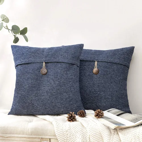 Miniatura 20 de Funda decorativa de lino Phantoscope para almohadones, con botón, 18" x 18