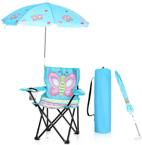 Silla de playa para niños con paraguas para niños, silla plegable con abrazadera universal para niños, playa, camping, patio, césped, piscina,