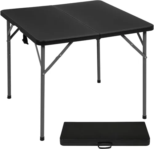 Miniatura 26 de FDW Mesa plegable de 4 pies, media mesa plegable portátil de picnic para oficina, hogar, campamento, fiesta (negro, 4 pies)