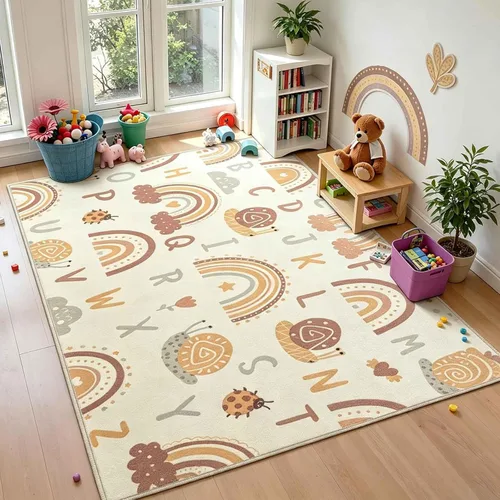 Miniatura 9 de LIVEBOX Alfombra suave ABC para niños, alfombras lavables de arco iris para dormitorio, alfombra antideslizante para sala de juegos, bonita alfombra
