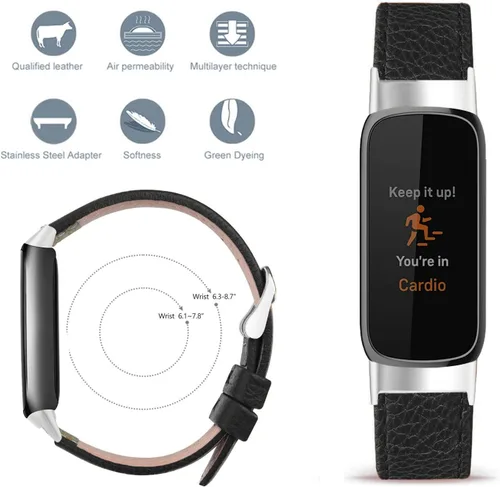Miniatura 3 de Correa de reloj compatible con Fitbit Luxe, elegante correa de cuero delgada, pulsera suave de repuesto para Fitbit Luxe Fitness, protector de Negro