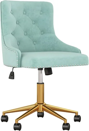 Miniatura 13 de Silla de escritorio de terciopelo sin brazos para oficina en casa, silla giratoria con altura ajustable, pequeña y linda silla de tocador para Beige