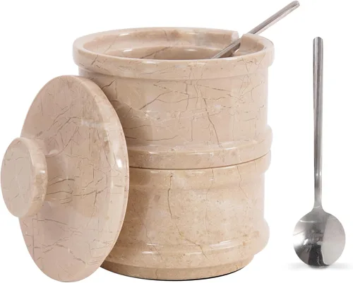 Miniatura 10 de Radicaln Bodega doble de sal de 5 pulgadas hecha a mano con tapa, cuencos de sal y pimienta de 2 pulgadas, ideal para joyas, mantequilla, azúcar