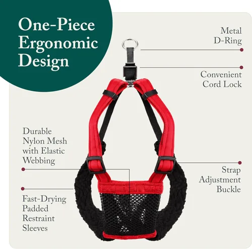 Miniatura 4 de Arnés para perro Sporn sin tirones para perros pequeños - Malla roja, nylon resistente, transpirable, liviano, ajustable, acolchado, suave y fácil
