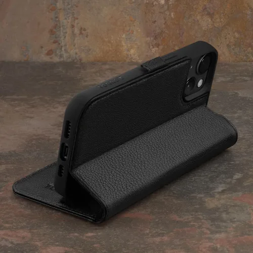 Miniatura 3 de TORRO Funda de cuero premium compatible con iPhone 15 de 6.1 pulgadas, funda de piel auténtica tipo cartera con función atril y ranuras