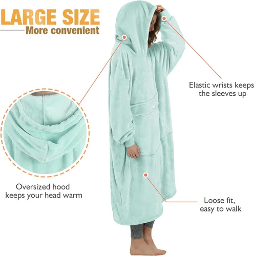 Miniatura 3 de Catalonia - Sudadera gigante tipo manta con capucha, sudadera con forro polar y bolsillo frontal grande, para adultos, hombres, mujeres