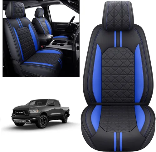 Miniatura 6 de YIERTAI - Fundas de asiento para Dodge RAM, camionetas 2009-2025 2026, 1500/2500/3500HD, Set completo, solo para asientos delanteros, de doble 2