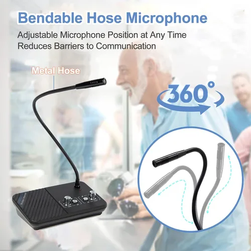 Miniatura 5 de Sistema de intercomunicación de altavoz de ventana, intercomunicador de ventana, micrófono de intercomunicación de doble vía antiinterferencias