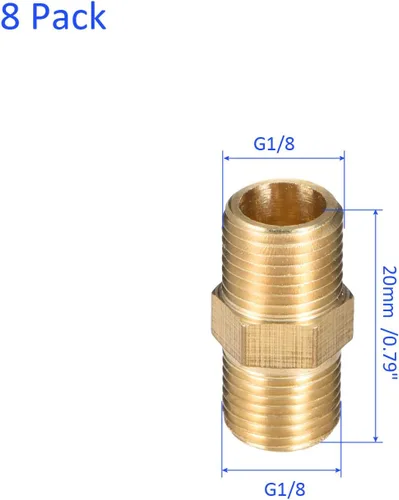 Miniatura 3 de M METERXITY Paquete de 8 accesorios de tubería de rosca macho, accesorio de tubería de rosca macho hexagonal G1/8 x G1/8, adaptador de acoplador