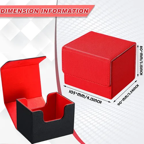 Miniatura 2 de Weewooday 2 Cajas de Cartas de Cubierta de Cuero de Gran Tamaño que Caben Más de 100 Cartas con Fundas para Juego de Cartas Coleccionables Negro