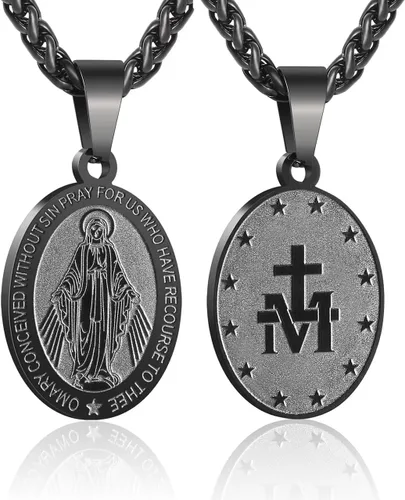 Miniatura 126 de P. BLAKE Collar ovalado de San Cristóbal, Miguel, José, Jude/Virgen María/José/Francisco/Patrick/Anthony/Benedict/Thomas para hombres y mujeres