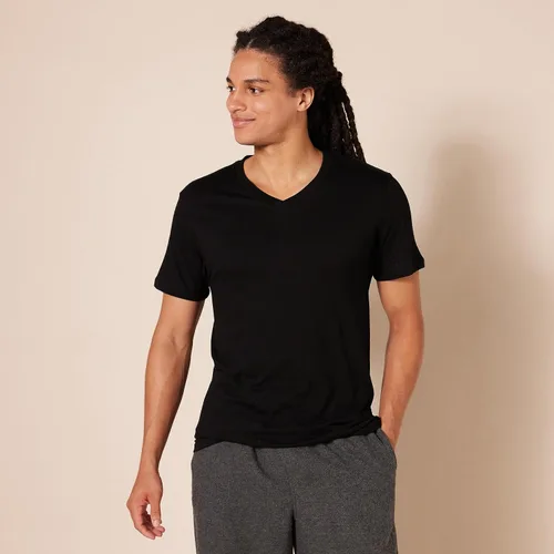 Miniatura 3 de Tienda Essentials Camiseta interior con cuello en V para hombre, transpirable, algodón, paquete de 6