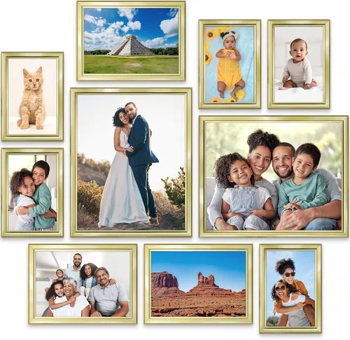 Miniatura 7 de Icona Bay Juego de marcos de fotos negros combinados, 10 unidades (cinco de 4 x 6, tres de 5 x 7, dos de 8 x 10), estilo contemporáneo y elegante