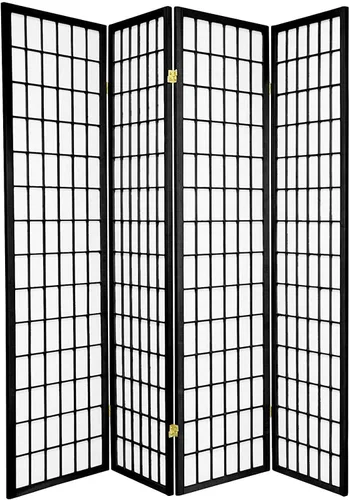 GTU Furniture Estilo japonés 4 paneles Shoji madera divisor de habitación Oriental para el hogar/oficina (negro)