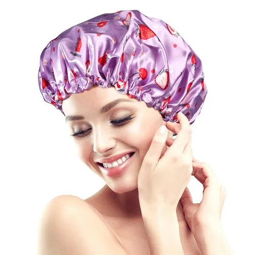 Miniatura 19 de Gorros de ducha para mujer, extra grande, ajustable, impermeable, reutilizable, gorro de ducha para mujeres y niñas, cabello largo y grueso, gorros