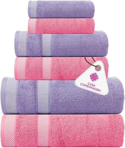 Miniatura 68 de CASA COPENHAGEN Juego de 6 toallas de palomitas de maíz, color azul polvoriento, 21.16 oz/m², 2 toallas de baño, 2 toallas de mano y 2 toallas