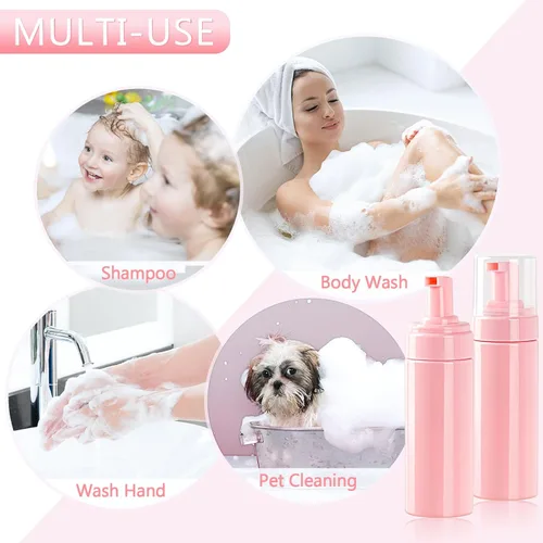 Miniatura 8 de Botella de espuma vacía rosa de 5.1 oz/5.1 fl oz, botella de espuma de viaje para jabón, champú, botella dispensadora de espuma de limpieza