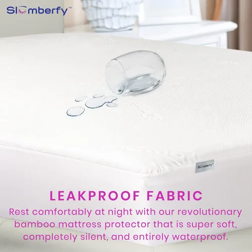 Miniatura 3 de Protector de colchón impermeable de Slumberfy Protector de colchón hipoalergénico de bambú Tela de jacquard natural + transpirable Funda
