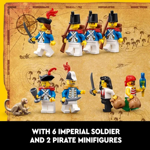 Miniatura 5 de LEGO Icons Eldorado - Kit de construcción de fortaleza, regalo pirata, incluye barco pirata y 8 minifiguras, idea de regalo nostálgica para adultos
