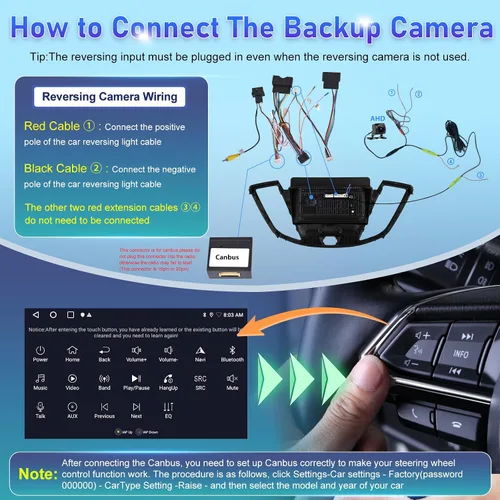 Miniatura 6 de [2+64] Radio de coche para Ford Transit 150 250 350 2015-2019, pantalla táctil Android estéreo de 9 pulgadas con Carplay y Android Auto, GPS, WiFi