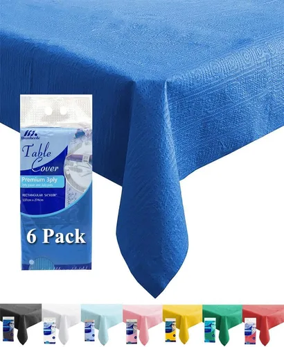 Miniatura 17 de [Paquete de 6] Manteles Cuadrados Negros de 54x54 Pulgadas, Mantel de Mesa de Papel Desechable para Mesas Cuadradas y Redondas, Cubierta de Mesa