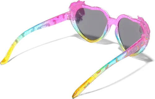 Miniatura 2 de ShadyVEU Gafas de sol para niños con forma de corazón, diseño de unicornio con purpurina y arco iris, para fiesta mágica, a prueba de roturas