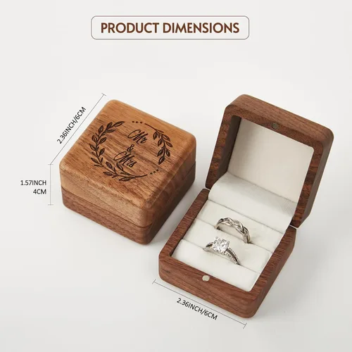 Miniatura 5 de Roycraft Caja para anillos con 2 ranuras, forro blanco para propuesta, boda, ceremonia, día de compromiso