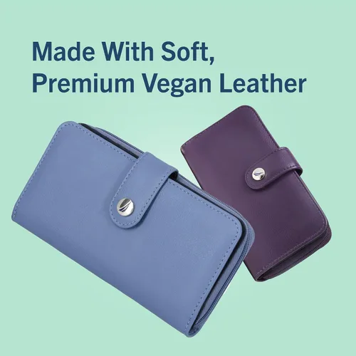 Miniatura 7 de Nautica Be Shore - Cartera RFID de piel vegana para mujer, con cremallera alrededor, funda delgada grande para teléfono y organizador de tarjetas