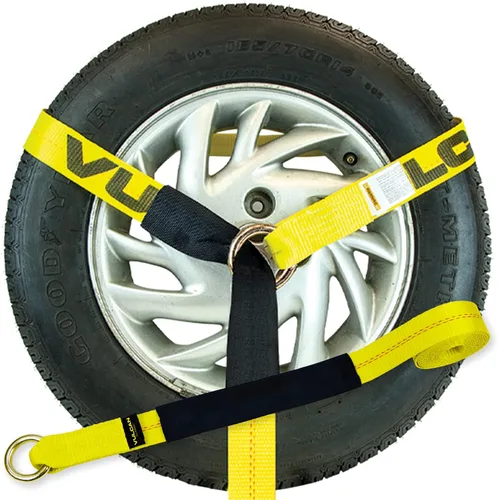Miniatura 3 de VULCAN Correas para automóvil, ganchos trenzados, estilo lazo, 2 x 96 pulgadas, paquete de 4 unidades, amarillo clásico, carga de trabajo segura