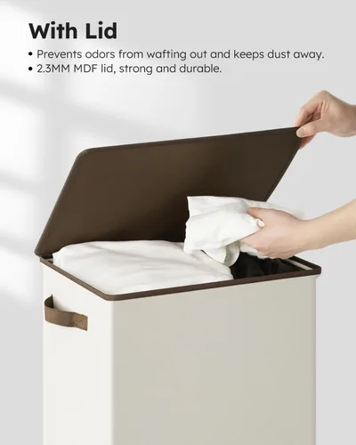 Miniatura 7 de SOLEDI Cesta de ropa con tapa, 100 L XL, cesta grande para la ropa sucia con bolsa removible, cestas de lavandería plegables, almacenamiento