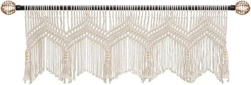 Miniatura 2 de Cortinas bohemias de macramé para ventanas, cenefa de macramé para dormitorio, sala de estar, decoración bohemia para colgar en la pared, 1 panel