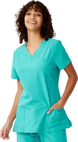 Miniatura 22 de floralhue Uniformes médicos para mujeres, blusas de uniforme médico suaves con cuello en V, uniforme médico elástico con 4 bolsillos, transpirable