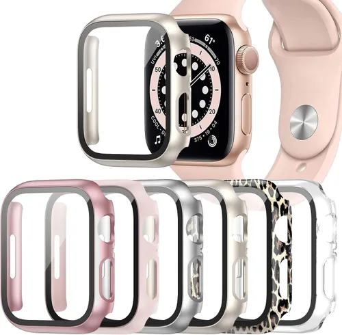 Miniatura 9 de Paquete de 6 fundas para Apple Watch SE 3 (2025)/SE 2/SE/Series 6/5/4 de 40 mm con protector de pantalla de vidrio templado, funda protectora