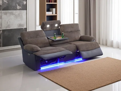 Miniatura 33 de Juego de sofá reclinable eléctrico, seccional de cuero transpirable beige, juego de muebles de sala de estar, 2 piezas, sofá reclinable eléctrico