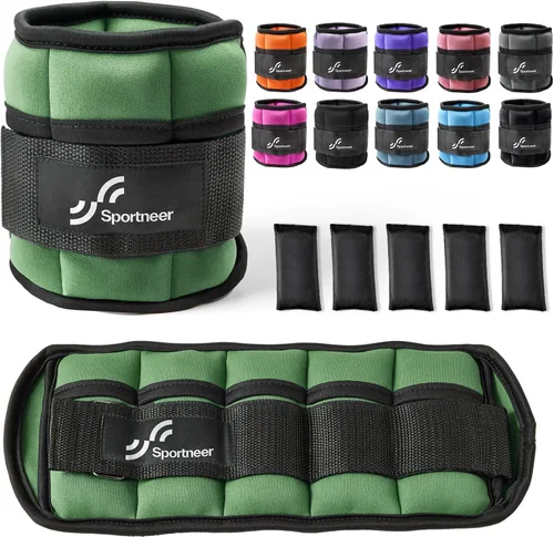 Sportneer Juego de pesas de tobillo ajustables, 1 par, de 2, 4, 6, 8 y 10 libras, correas para el peso de las piernas para mujer, hombre, niños,