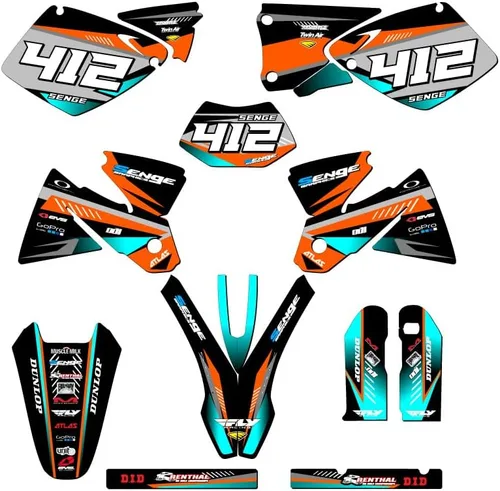 Miniatura 6 de Kit de base gráfica EXC Surge Black Senge 1998-2000 compatible con KTM