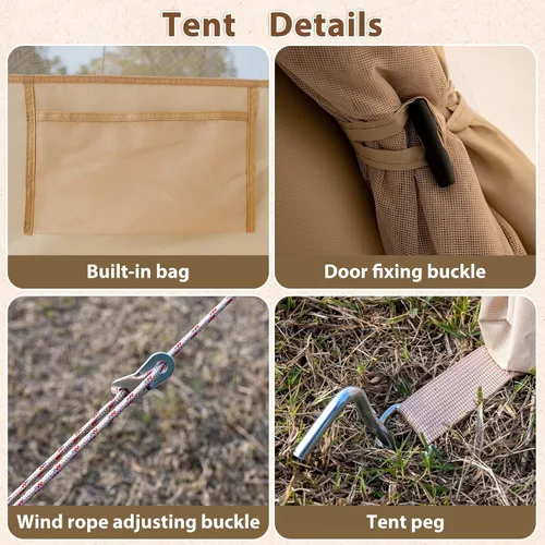 Miniatura 6 de Inflatable Camping Tent with Hand Pump Waterproof Outdoor Blow up Tent 2-8 Person Oxford 4 Season Glamping Air Tent Cabin House with Mesh Windows &