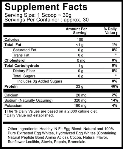 Miniatura 3 de Healthy 'N Fit Proteína de huevo 100% - Chocolate celestial (2 libras): 100% proteína de clara de huevo, más péptidos naturales. Aislamiento