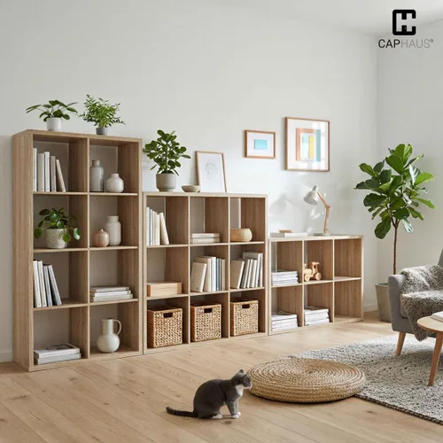 Miniatura 8 de CAPHAUS Estante organizador de almacenamiento de 13 pulgadas, con borde exterior extragrueso, divisor de estante de almacenamiento abierto, Roble