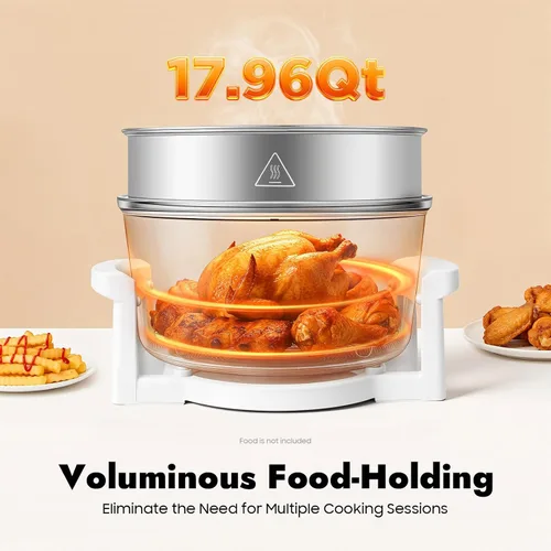 Miniatura 2 de Freidora de aire de vidrio, horno freidora de aire extra grande de 17.96 cuartos de galón – Cocina halógena turbo de tamaño familiar 4 en 1