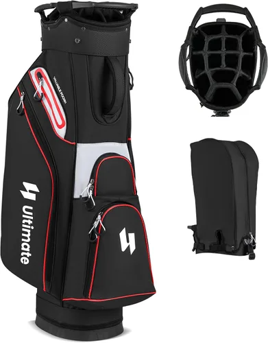 ULTIMATE Bolsa de carrito de golf, ligera organizadora de 14 vías con 6 bolsillos, bolsillo refrigerador, capucha para lluvia, correa de hombro