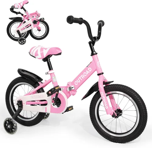 Miniatura 17 de Outroad - Bicicleta infantil para niños y niñas de 3 a 9 años, bicicleta para niños de 14, 16 y 18 pulgadas, con ruedas de entrenamiento, bicicletas